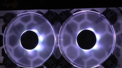 Close-up of working cooling fans in high performance gaming computer 動画素材 91825075