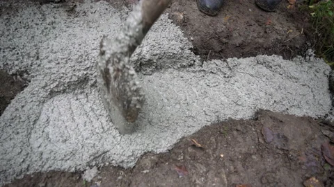 Close up of working with fresh concrete Stock Footage 158973818
