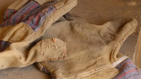 Close up of working gloves Stock Footage 88918663