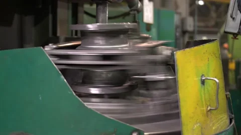 Close up at the working industrial machine, factory workspace, workshops Stock Footage 149970765