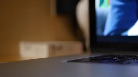 Close Up of Working on a Laptop Stock Footage 74588861
