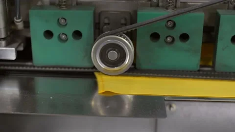 Close up at the working machine at the fabric and garment factory Stock Footage 150702149