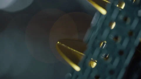 Close up Working Marble machine. ball rolling on the plastic path, construction Stock Footage 219256573
