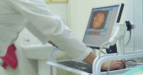 Close-up of working medic hands with pc and devices. Male doctor is working on a Stock Footage 83038307