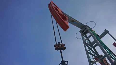 Close up, Working Oil Pump Jacks Vídeo Stock 83489956