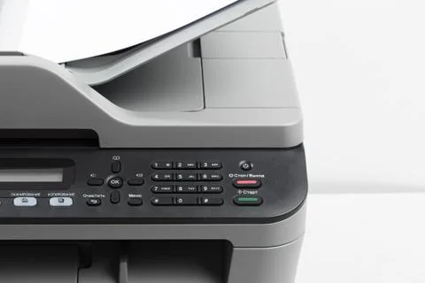 Close-up working printer scanner copier device Stock Photos