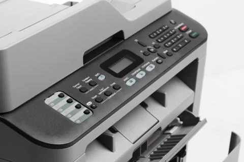 Close-up working printer scanner copier device Stock Photos