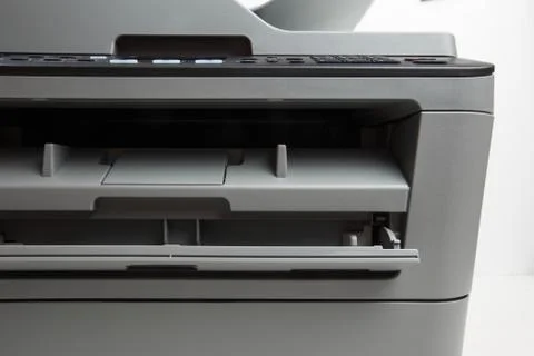 Close-up working printer scanner copier device Stock Photos