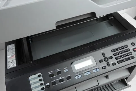 Close-up working printer scanner copier device Stock Photos
