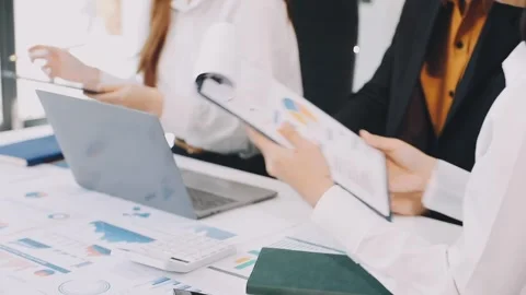 Close up of working process at business meeting Stock Footage 301219868