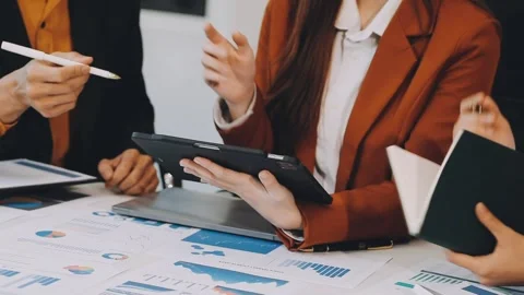 Close up of working process at business meeting Stock Footage 301219951