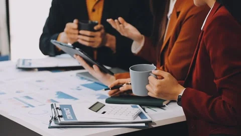 Close up of working process at business meeting Stock Footage 301219985