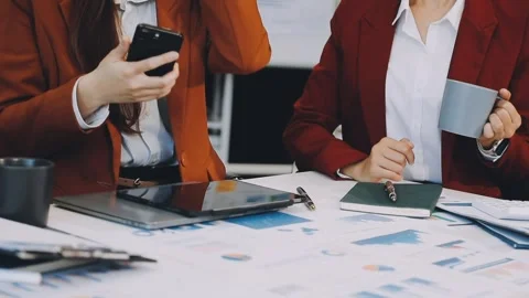 Close up of working process at business meeting Stock Footage 301220004