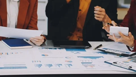 Close up of working process at business meeting Stock Footage 301220012