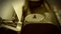 Close-up of working typewriter machine, vintage object collection, retro HD Footage