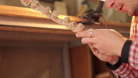 Close up of working wood carver Stock Footage 85015115