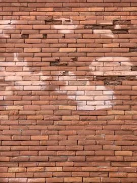 Close-Up of Worn Brick Wall with Textured Surface and Rustic Look Stock Photos
