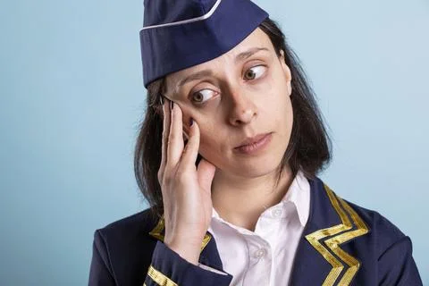 Close up worried pilot Stock Photos