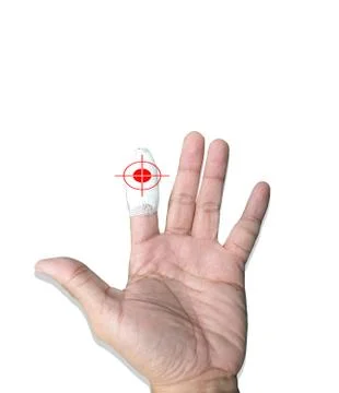 Close up Wound dressing in finger. Stock Photos