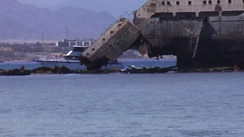 Close Up Of Wreck Over Barrier Reef, Red Sea Stock Footage 291211311