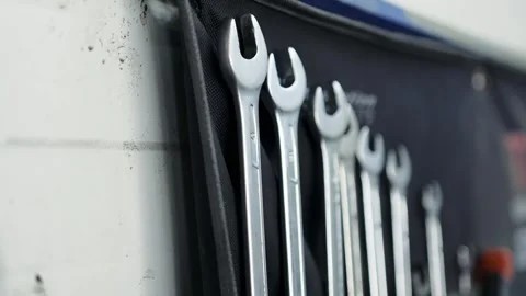 Close-up of wrench instruments set, working instrument tools for repair and Video stock 284545637