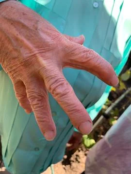 Close-Up of Wrinkled Hand Ready to Grasp Stock Photos