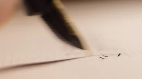 Close up writing with fountain pen Stock Footage
