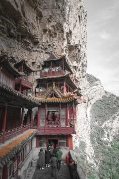 Close up on Xuankong Hanging monastery in Datong Shanxi, China Stock Photos