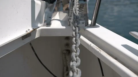 Close-up of a yacht's anchor chain Stock Footage 106097850