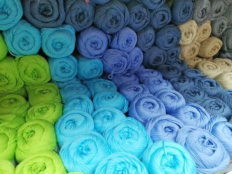 Close-up of yarn for knitting. Balls of thread, material for creating things. Stock Photos