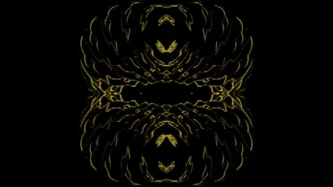 Close up of a yellow and black background with a pattern, symmetric abstract Stock Footage 296109108