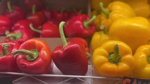 Close-up of yellow and red bell peppers Stock-Footage 312095844