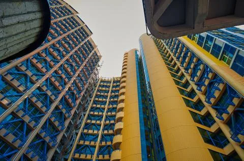 A close up of a yellow building Stock Photos