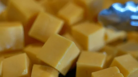 Close up of yellow cheese blocks Stock-Footage 118463562