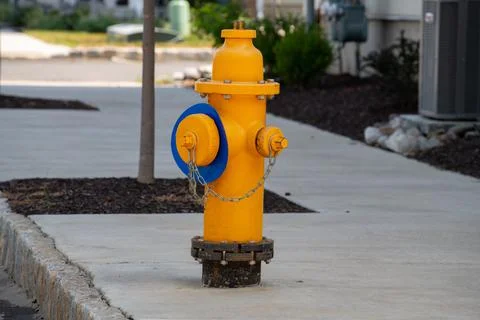 Close-up of yellow fire hydrant Stock Photos