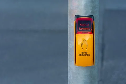 Close-up of yellow interactive button Stock Photos