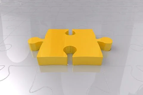 Close-up of yellow jigsaw piece Stock Illustration