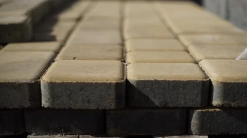 A close-up of yellow paving slabs with blurred backgrounds. Copy space Video stock 200869444