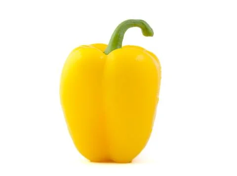 Close up of yellow pepper on white background. Stock Photos