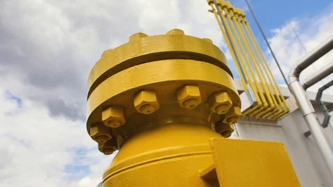 Close-up yellow pipe, industrial machine Stock Footage 127368054