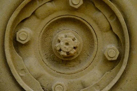 Close up yellow rustic wheel Stock Photos