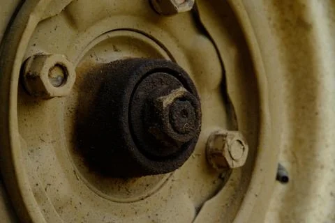 Close up yellow rustic wheel Stock Photos