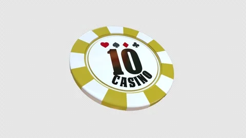Close-up of a Yellow  Value Ten  Casino Chip with alpha channel Stock Footage 343431289