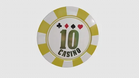 Close-up of a Yellow  Value Ten  Casino Chip with alpha channel 스톡 동영상 344680911