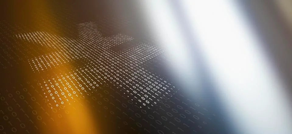 Close-up of yen sign made of binary numbers over gradient background Stock Illustration