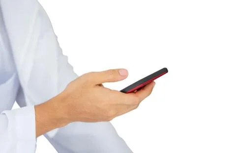 Close up of young Arab Middle Eastern Businessman using mobile smartphone 写真素材