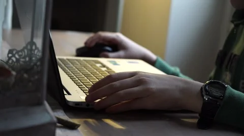 Close up of Young Boy Typing On Keyboard 스톡 동영상 48267560