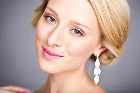 Close up of young bride Stock Photos