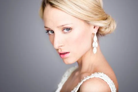 Close up of young bride Stock Photos