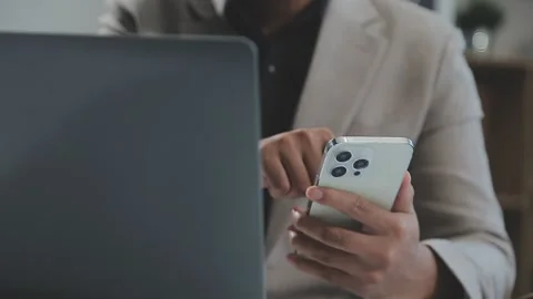 Close up young businessman analyzing project statistics working on computer.. Stock Footage 276197960